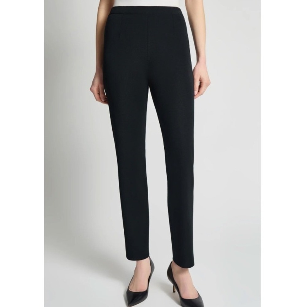 Ming Wang Knit Pants Size L Black Straight Leg Pull On High Rise Comfort Career